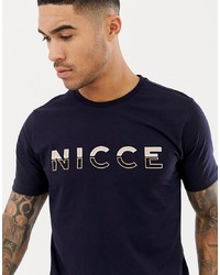 Nicce London Nicce T Shirt In Navy With Split Logo