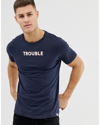 Jack & Jones Originals T Shirt With Trouble Slogan
