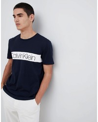 Calvin Klein Stripe Logo T Shirt Navy