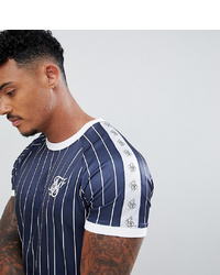 Siksilk Stripe T Shirt In Navy With To Asos