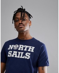 North Sails Text Logo T Shirt In Navy