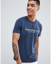 Abercrombie & Fitch Varsity Print Logo T Shirt In Navy