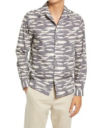 Ted Baker London Annex Zebra Long Sleeve Button Up Shirt In Navy At Nordstrom