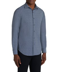 Bugatchi Ooohcotton Tech Checkerboard Dot Knit Button Up Shirt