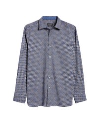 Bugatchi Shaped Fit Geo Print Cotton Button Up Shirt