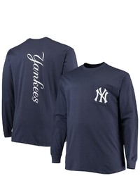 FANATICS Branded Navy New York Yankees Big Tall Solid Back Hit Long Sleeve T Shirt
