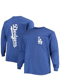 FANATICS Branded Royal Los Angeles Dodgers Big Tall Solid Back Hit Long Sleeve T Shirt