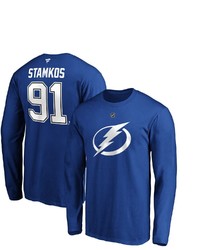 FANATICS Branded Steven Stamkos Blue Tampa Bay Lightning Authentic Stack Name Number Long Sleeve T Shirt
