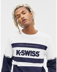 K-Swiss Fairfield Long Sleeve T Shirt With Logo Panel In Navy