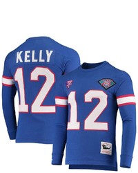 Mitchell & Ness Jim Kelly Royal Buffalo Bills 1994 Retired Player Name Number Long Sleeve T Shirt