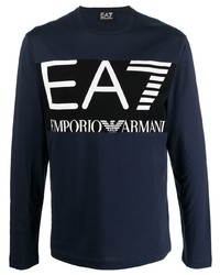 Ea7 Emporio Armani Logo Print Long Sleeve T Shirt