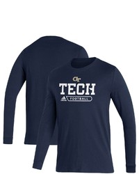 adidas Navy Tech Yellow Jackets Sideline Amplifier Football Long Sleeve T Shirt At Nordstrom