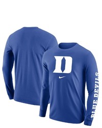 Nike Royal Duke Blue Devils Team Lockup 2 Hit Long Sleeve T Shirt