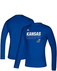 adidas Royal Kansas Jayhawks On Court Basketb Sleeve T Shirt