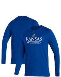 adidas Royal Kansas Jayhawks Sideline Amplifier Football Long Sleeve T Shirt At Nordstrom