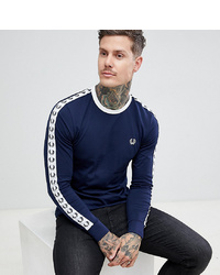 Fred Perry Sports Authentic Long Sleeve Taped Ringer T Shirt In Navy