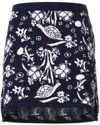 Navy and White Print Mini Skirt Chill Weather Outfits (1 ideas ...
