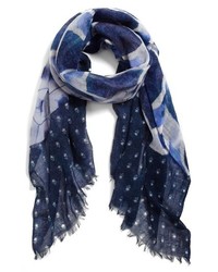 Hinge Patchwork Print Scarf Navy One Size One Size