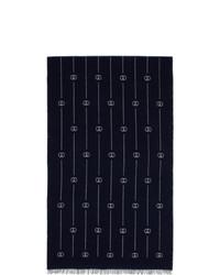 Gucci Navy And White Wool Scarf