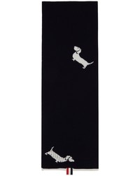 Thom Browne Navy Intarsia Hector Icon Half Drop 4 Bar Scarf