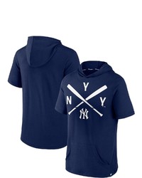 FANATICS Branded Navy New York Yankees Iconic Rebel Short Sleeve Pullover Hoodie At Nordstrom