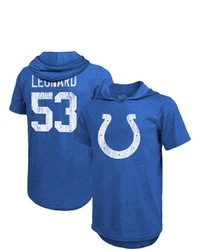 INDUSTRY RAG Fanatics Branded Darius Leonard Royal Indianapolis Colts Player Name Number Tri Blend Hoodie T Shirt