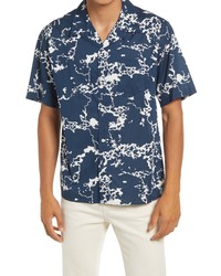 Norse Projects Carsten Print Short Sleeve Button Up Shirt In Deep Teal At Nordstrom