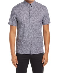 Theory Irving Slim Fit Cast Print Short Sleeve Button Up Shirt