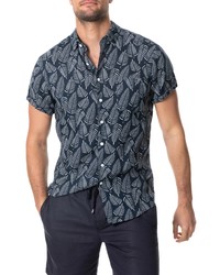 Rodd & Gunn Longview Leaf Print Short Sleeve Linen Button Up Shirt