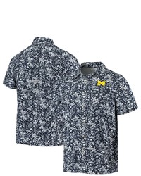 Columbia Navy Michigan Wolverines Super Slack Tide Button Up Shirt