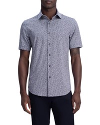 Bugatchi Ooohcotton Tech Print Stretch Short Sleeve Button Up Shirt In Sand At Nordstrom