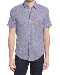 BOSS Robb Slim Fit Floral Print Short Sleeve Button Up Shirt