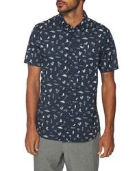 O'Neill Tame Slim Fit Stretch Short Sleeve Button Up Shirt In Navy At Nordstrom