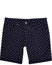 River Island Navy Arrow Print Rolled Up Short