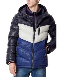 Tommy Hilfiger Chevron Hooded Puffer Jacket In Royal Blue At Nordstrom
