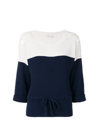 Navy and White Short Sleeve Sweater