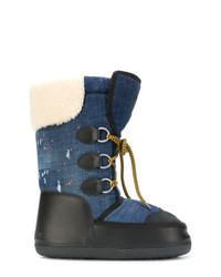Navy and White Snow Boots