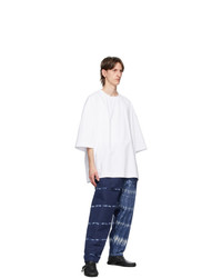 Hed Mayner Blue And White Judo Trousers