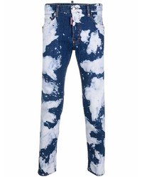 Navy and White Tie-Dye Skinny Jeans