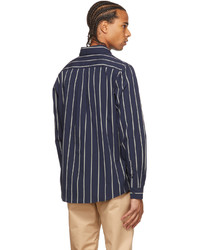 A.P.C. Navy Striped Poplin Shirt