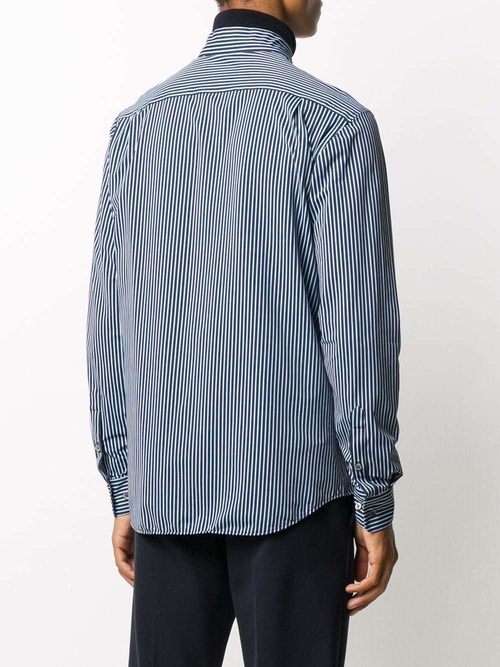 Giorgio Armani Striped Band Collar Shirt, $339 | farfetch.com | Lookastic