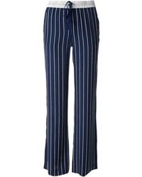 Navy and White Vertical Striped Pajama Pants