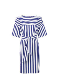 Navy and White Vertical Striped Shift Dress