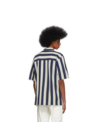 AMI Alexandre Mattiussi Beige And Navy Striped Shirt