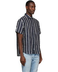 rag & bone Navy Beige Stripe Linen Shirt