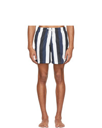 Navy and White Vertical Striped Swim Shorts