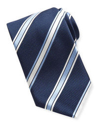 Ermenegildo Zegna Wide Crosshatch Striped Tie Navy | Where to buy & how ...