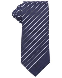 Armani Navy And White Diagonal Stripe Patterned Silk Tie