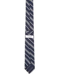 Thom Browne Navy White Striped Tie