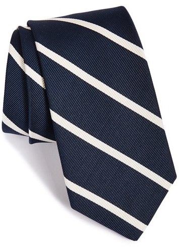 Wall Street Navy & White Stripe Tie